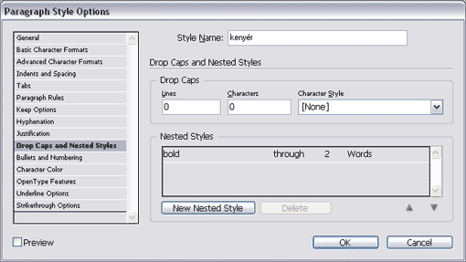 Paragraph Style Options/Drop Caps and Nested Styles