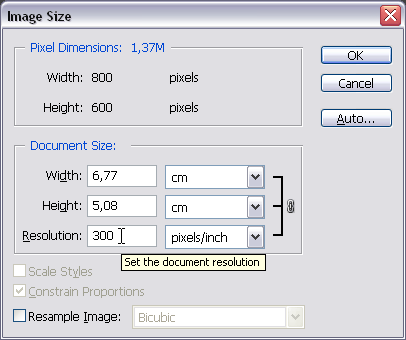 Image Size a Photoshopban