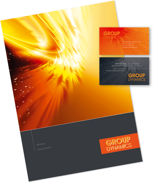 Group Dynamics – bemutatkozó prospektus és névjegykártya