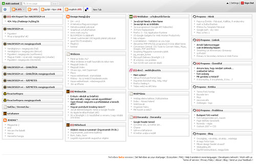 a Netvibes oldalam egyik füle