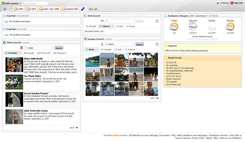 a Netvibes oldalam egyik füle