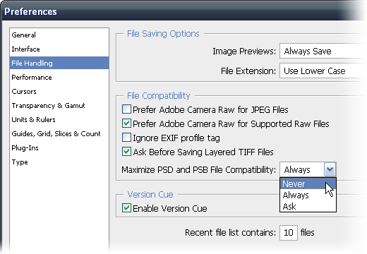 a Preferences párbeszédablak