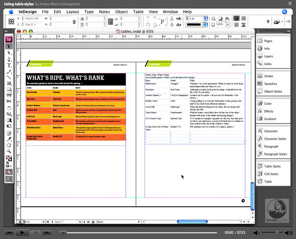 Táblázat stílusok InDesign CS3-ban