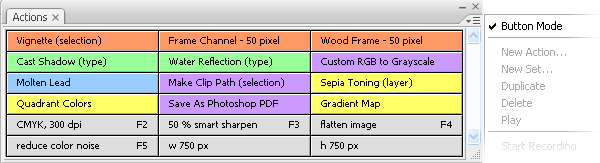 Photoshop CS3: Actions Button Mode