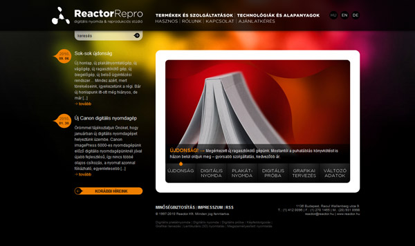 A Reactor Kft. új honlapja
