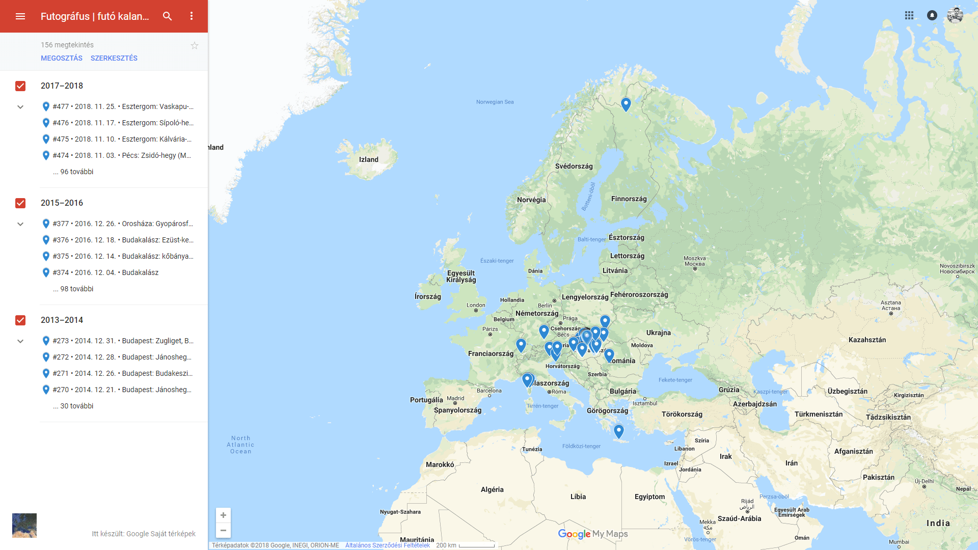 Az összes (fotós) futásom egy interaktív térképen